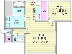Victoire麻生 1LDKの間取図画像