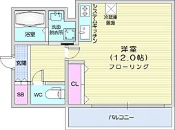 ウェストキャナル ワンルームの間取図画像