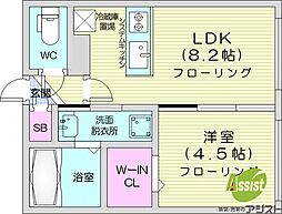 札幌市白石区菊水三条4丁目マンション 1LDKの間取図画像