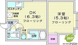 J.Pコート元町2 1DKの間取図画像