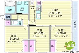 札幌市中央区南十五条西6丁目マンション 3LDKの間取図画像