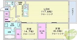 札幌市中央区南十五条西8丁目マンション 2LDKの間取図画像