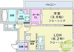 札幌市中央区南四条西25丁目マンション 1LDKの間取図画像