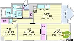 マノワール楡 3DKの間取図画像