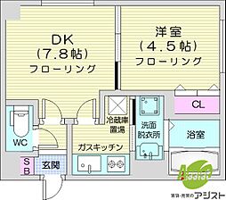 ルラシオン北大前 1LDKの間取図画像