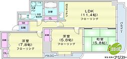 サンシャイン円山第10野村ビル 3LDKの間取図画像