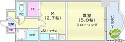 ル.ソレイユ 1Kの間取図画像