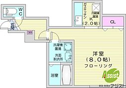 アールズコートN24 1Kの間取図画像