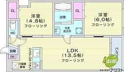 札幌市中央区南七条西16丁目マンション 2LDKの間取図画像