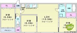 札幌市中央区南七条西16丁目マンション 3LDKの間取図画像
