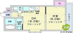 シュヴェルニー北円山 1LDKの間取図画像