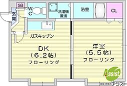 KDビル 1DKの間取図画像