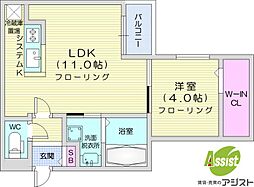 札幌市中央区南十三条西7丁目マンション 1LDKの間取図画像