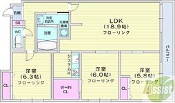 ZABOHILLSMINAMI16JO 3LDKの間取図画像