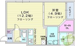 札幌市西区西野一条7丁目アパート 1LDKの間取図画像