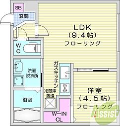 ラピスブラオニ二十四軒 1LDKの間取図画像