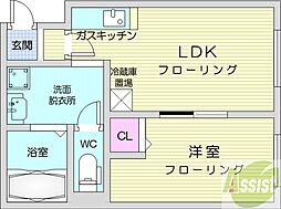 キューニハイツ 1LDKの間取図画像