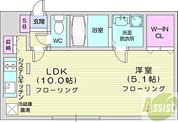グランコンフォート麻生 1LDKの間取図画像