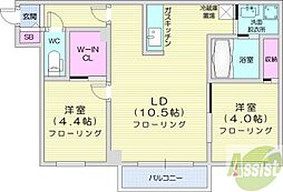 プロヴィデンス宮の森 2LDKの間取図画像