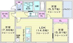 ポルトボヌール 3LDKの間取図画像