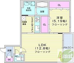ポルトボヌール 1LDKの間取図画像