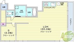 エスカイア八軒 1LDKの間取図画像