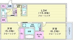 札幌市西区二十四軒二条6丁目マンション 2LDKの間取図画像