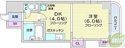 エンドレス三井南5条1 1DKの間取図画像