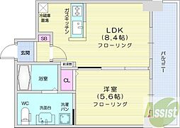 TEADA北4条 1LDKの間取図画像