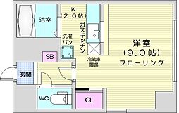 第38木村ビルサザンフォレスト北大 1Kの間取図画像
