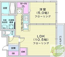 サムティ円山レジデンス 1LDKの間取図画像