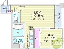 ドエル南円山 1LDKの間取図画像