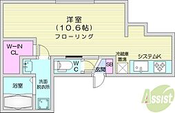 札幌市中央区南十九条西9丁目マンション 1Kの間取図画像