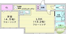 Erice N27 1LDKの間取図画像