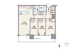 晴海フラッグ サンビレッジ T棟 3LDKの間取図画像