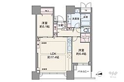 ドゥ・トゥールEAST棟 2LDKの間取図画像