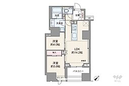 クレヴィア東京八丁堀新川ザ・レジデンス 2LDKの間取図画像