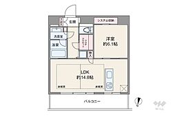カテリーナ三田タワースイートイーストアーク 1LDKの間取図画像