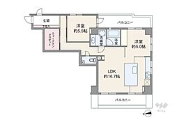 南麻布パーク・ホームズ 2LDKの間取図画像