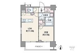 クラッシィスイート赤坂 1LDKの間取図画像