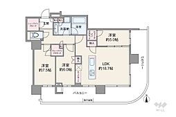 晴海フラッグ パークヴィレッジ T棟 3LDKの間取図画像