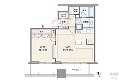 芝パーク・タワー 1SLDKの間取図画像