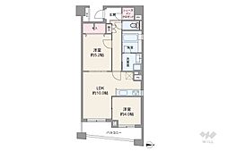 モンヴェール四ツ谷 2LDKの間取図画像