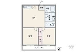 セブンスターマンション第2日本橋 2DKの間取図画像