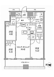 勝どきザ・タワー 3LDKの間取図画像