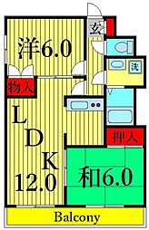 プラチナKODAヒルズ 2LDKの間取図画像