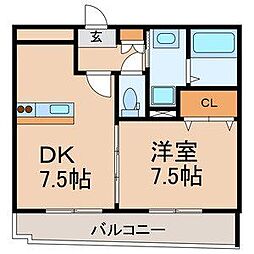 サンボナール 1DKの間取図画像