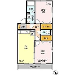 プレジオ参番館 2DKの間取図画像