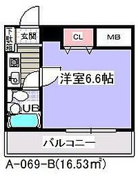 ローズガーデンA69番館 1Kの間取図画像