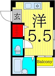 ラウンド.エイト第1 ワンルームの間取図画像